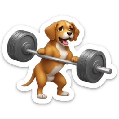 A dog lifting a barbell sticker