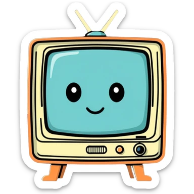 a retro television as a man's head, quirky expression sticker