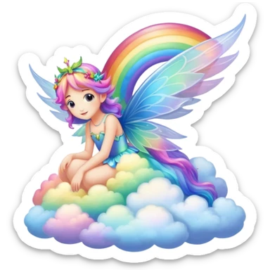rainbow clouds fairy landscape  sticker