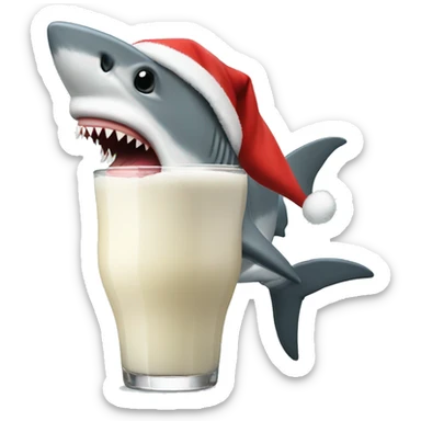 Shark with a santa hat and eggnog sticker