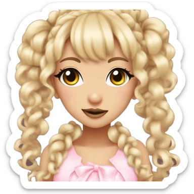 hime gyaru girl, curly pigtails, long eyelashes,  sticker