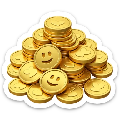 small pile of gold coins, 3D emoji style, shiny gold, no symbols, no text,  sticker