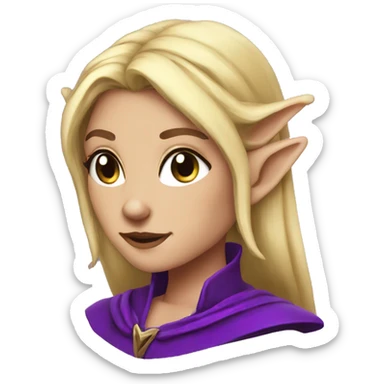 fear Noble female Elf with Elf ears and blonde hair and purple robes sticker