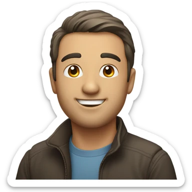 Man smiling while looking at a group of people  sticker