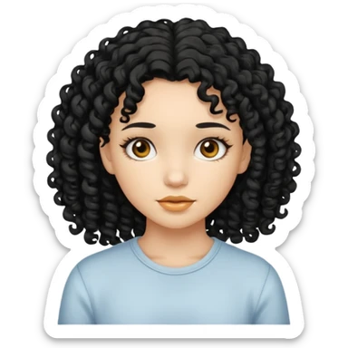 Faça uma garota zombeteiro de cabelo cacheado preto e uma mecha descolorido do lado esquerdo sticker