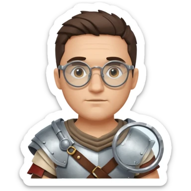 scientist, wearing gladiator cloth, big round glassed sticker