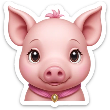 Cinematic Noble Piglet Portrait Emoji, Poised and regal, with a tiny, delicate build and a soft, smooth rosy-pink hide, deep-set soulful beady eyes, Simplified yet sharp and sophisticated features, highly detailed, glowing with a gentle, dignified glow, high shine, intelligent and endearing, stylized with an air of miniature nobility, focused and attentive, soft glowing outline, capturing the essence of a watchful and confident little piglet, so majestic it feels as though it could scamper out of the screen with effortless authority! sticker