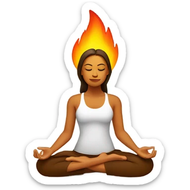 Female yofa meditation fire behind her sticker