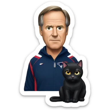 Black cat as Bill Belichick as New England Patriots Head Coach sticker