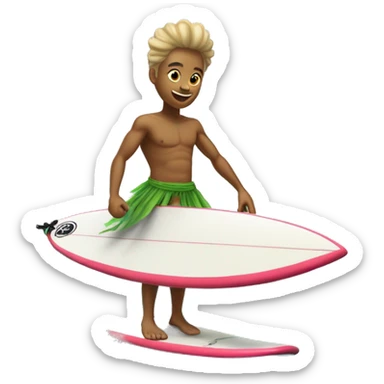 Un dînosaure sur une planche de surf avec un tutu sticker