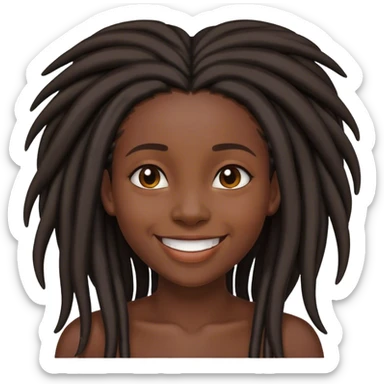 smiling dark skin black girl with long dreadlocks  sticker