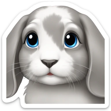Generate a female holland lop rabbit with blue eyes and grey vienna markings sticker