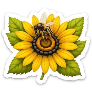  girasol y una aveja grande sticker