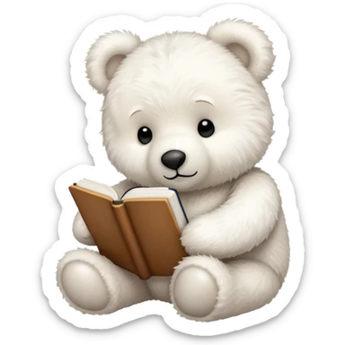 White teddy bear studying  sticker