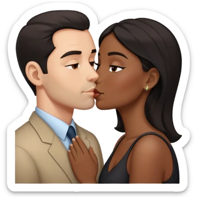 Morena dos cabelos pretos, beijando homem branco de cabelos escuros  sticker