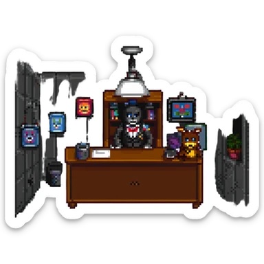 FNAF 1 security office pixel art style sticker