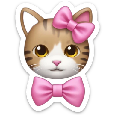 Cat with Pink bow hello kitty sticker