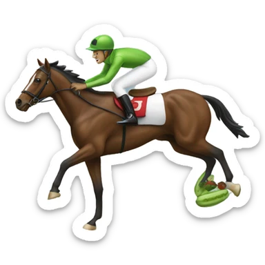 Jockey riding a pickle sticker