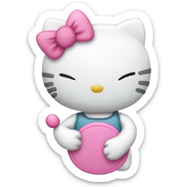 hello kitty holding pink  sticker