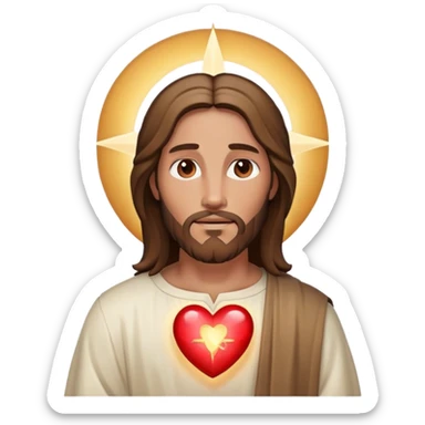 Jesus with a heart sticker