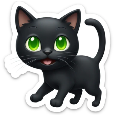 Black cat green eyes dancing sticker