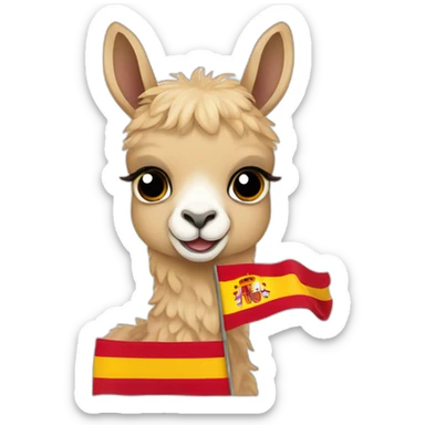 Baby llama with Spain flag in the background sticker