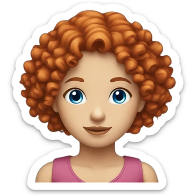 Red curly hair girl with blue eyes sticker