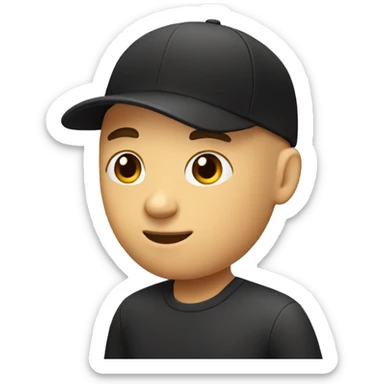 baldman with a black cap raising hand sticker