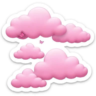 Pink heart clouds butterflies  sticker