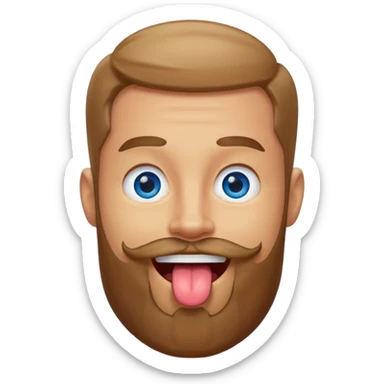Man with beard sticking tongue out sticker