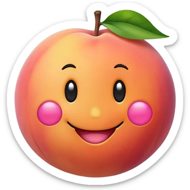 cute round peach with a smiley face sticker