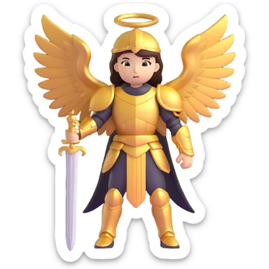 warrior angel with sword and golden armor sticker