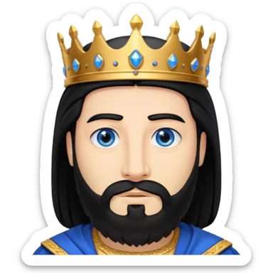 King Solomon with black hair and beard, blue eyes sticker