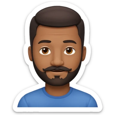 man with an oval face, medium-dark skin tone, short dark hair with a fade cut, dark brown eyes, medium straight nose, full lips, full beard and mustache, winking, small earring in left ear sticker