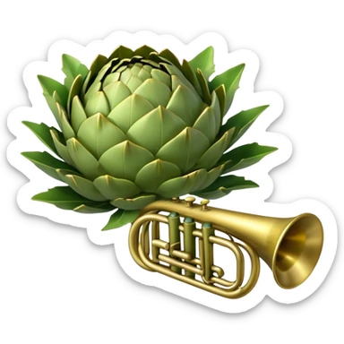 Artichok with a trumpet sticker