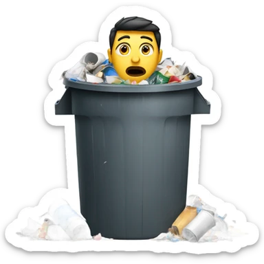 A man who was thrown into a rubbish bin sticker