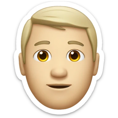 white man with bangs covering forehead until above eyebrows sticker