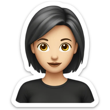 caucasian female, black tshirt sticker