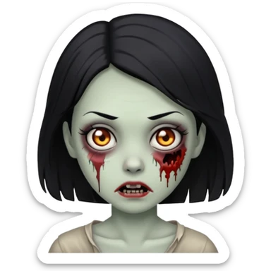 Zombie girl with black hair sticker