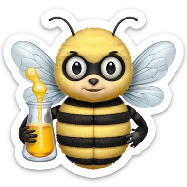 a bumblebee holding a beaker sticker