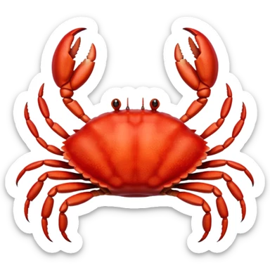 A high-resolution digital illustration of a crab, semi-realistic style. The crab is shown head on sticker
