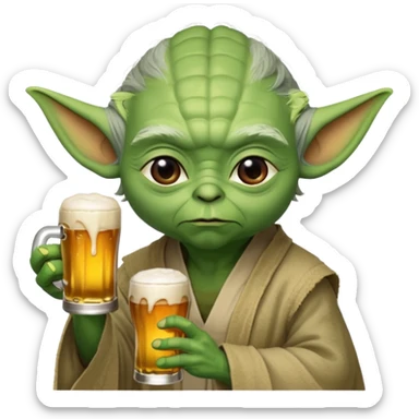Yoda une bière à la main sticker