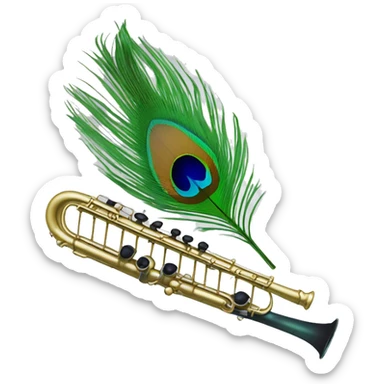 Peacock feather attached to flute sticker