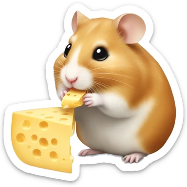 hamster eating a ball of cheese sticker