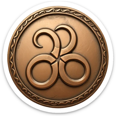 A mora coin with a triskelion on it  sticker