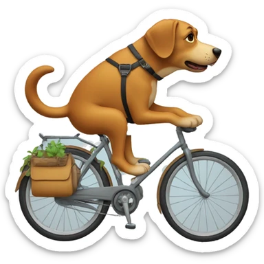 un perro fumando en bici sticker