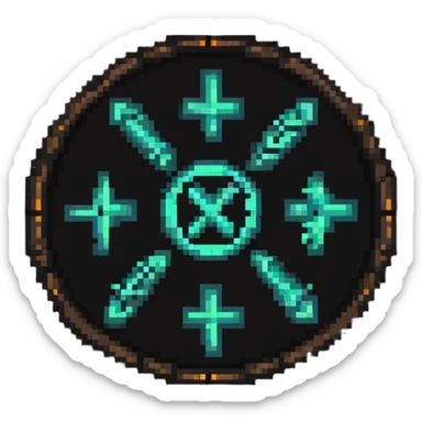 Special access token with ancient magical runes and glowing core sticker