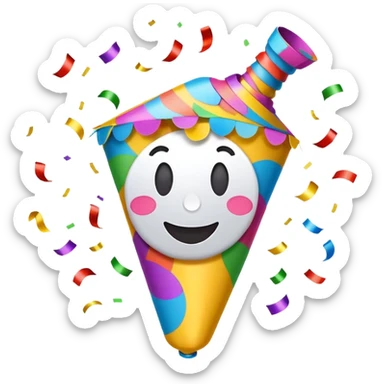 Party popper with confetti and a big smile sticker