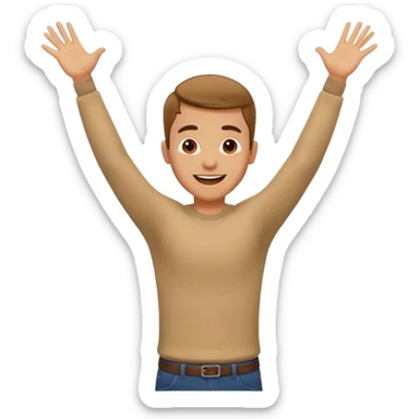 Guy happy and jumping in air with hands up sticker