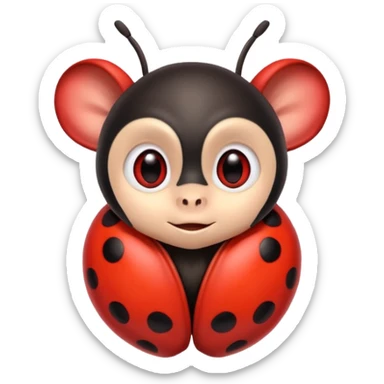Create a mix of a ladybug and a monkey, Make it cute. Be sure it’s a ladybug with monkey ears sticker